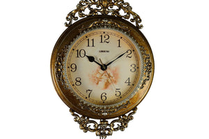 HomeRoots 15" Elegant Gold & Silver Resin Wall Clock with Silent Pendulum - Timeless Home Décor Piece 626382