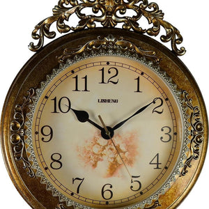 HomeRoots 15" Elegant Gold & Silver Resin Wall Clock with Silent Pendulum - Timeless Home Décor Piece 626382