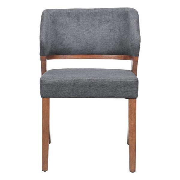 Set of Two Open Back Dining Side Chairs with Upholstered Seats and Solid Wood Frame
