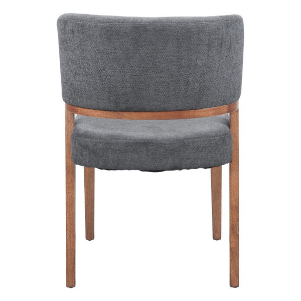 Set of Two Open Back Dining Side Chairs with Upholstered Seats and Solid Wood Frame