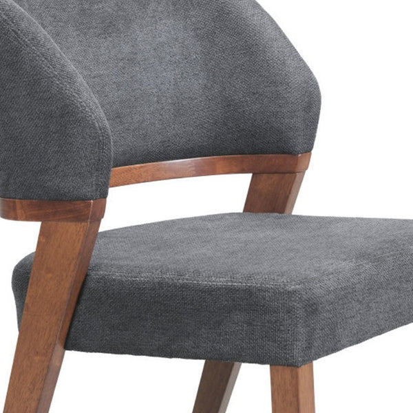 Set of Two Open Back Dining Side Chairs with Upholstered Seats and Solid Wood Frame