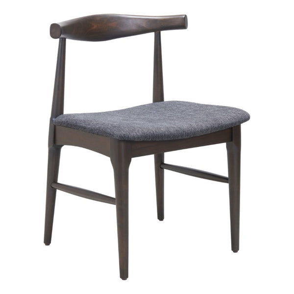 Set of Two Open Back Dining Side Chairs with Upholstered Seats and Solid Wood Frame
