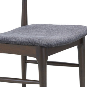 Set of Two Open Back Dining Side Chairs with Upholstered Seats and Solid Wood Frame