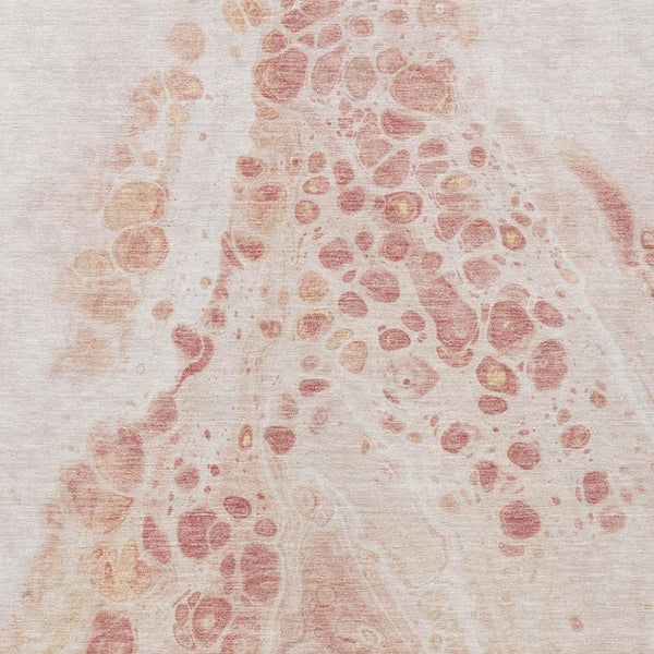 HomeRoots 5' Salmon and Ivory Abstract Washable Area Rug – Durable Indoor/Outdoor Design for Modern Spaces 5' X 8' 626417