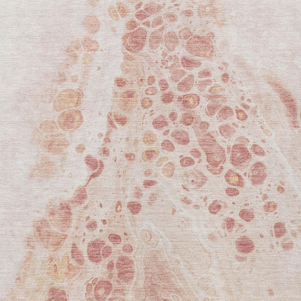 HomeRoots 5' Salmon and Ivory Abstract Washable Area Rug – Durable Indoor/Outdoor Design for Modern Spaces 8' X 10' 626419