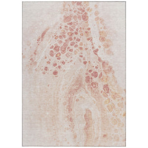 HomeRoots 5' Salmon and Ivory Abstract Washable Area Rug – Durable Indoor/Outdoor Design for Modern Spaces 9' X 12' 626420