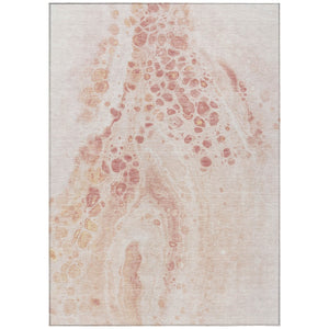 HomeRoots 5' Salmon and Ivory Abstract Washable Area Rug – Durable Indoor/Outdoor Design for Modern Spaces 9' X 12' 626420