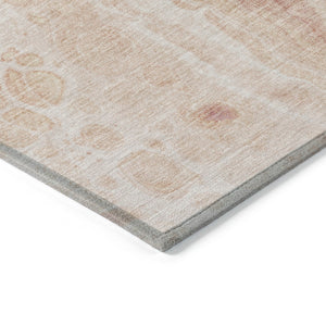 HomeRoots 5' Salmon and Ivory Abstract Washable Area Rug – Durable Indoor/Outdoor Design for Modern Spaces 9' X 12' 626420