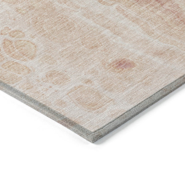 HomeRoots 5' Salmon and Ivory Abstract Washable Area Rug – Durable Indoor/Outdoor Design for Modern Spaces 9' X 12' 626420