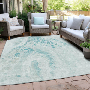 HomeRoots 5' Stylish Teal Blue and Aqua Abstract Area Rug – Durable, Washable Design for Indoor and Outdoor Use 5' X 8' 626423