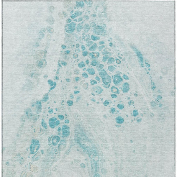 HomeRoots 5' Stylish Teal Blue and Aqua Abstract Area Rug – Durable, Washable Design for Indoor and Outdoor Use 8' X 10' 626425