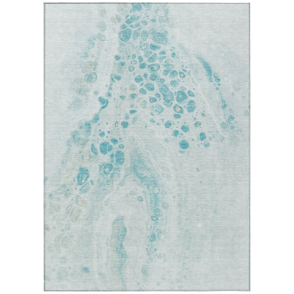 HomeRoots 5' Stylish Teal Blue and Aqua Abstract Area Rug – Durable, Washable Design for Indoor and Outdoor Use 8' X 10' 626425
