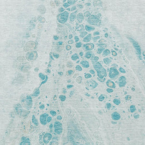 HomeRoots 5' Stylish Teal Blue and Aqua Abstract Area Rug – Durable, Washable Design for Indoor and Outdoor Use 8' X 10' 626425
