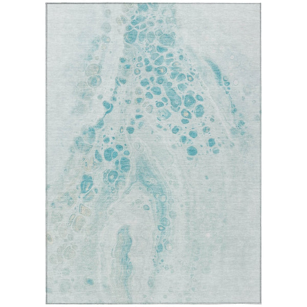 HomeRoots 5' Stylish Teal Blue and Aqua Abstract Area Rug – Durable, Washable Design for Indoor and Outdoor Use 9' X 12' 626426