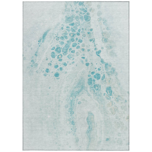 HomeRoots 5' Stylish Teal Blue and Aqua Abstract Area Rug – Durable, Washable Design for Indoor and Outdoor Use 10' X 14' 626427