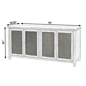 Butler Specialty Butler Rustic Gray 70" Cane Front Rectangular Sideboard with 4 Doors, Soft-Close Drawers, Durable Finish 6264449