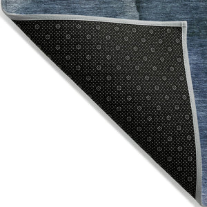 HomeRoots 5' Blue and Gray Abstract Area Rug - Stylish, Washable, Indoor/Outdoor Durable Design for High Traffic Spaces 8' Round 626466