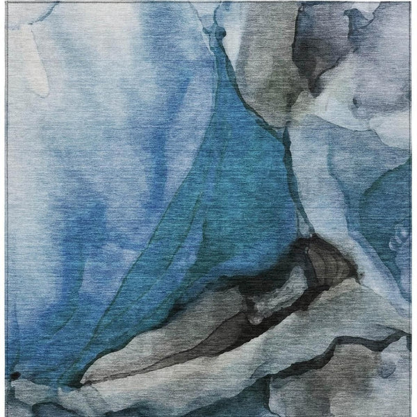 HomeRoots 5' Blue and Gray Abstract Area Rug - Stylish, Washable, Indoor/Outdoor Durable Design for High Traffic Spaces 8' X 10' 626467
