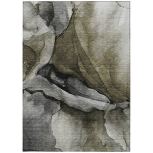 HomeRoots 5' Gray and Silver Abstract Indoor Outdoor Area Rug - Stylish, Washable, Durable for Modern Spaces 5' X 8' 626471