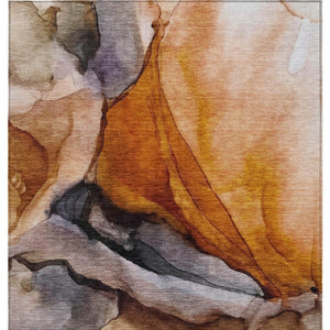 HomeRoots 5' Abstract Rust and Gray Washable Area Rug for Indoor and Outdoor Spaces - Stylish and Durable Design 5' X 8' 626477