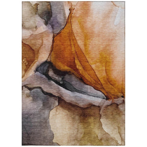 HomeRoots 5' Abstract Rust and Gray Washable Area Rug for Indoor and Outdoor Spaces - Stylish and Durable Design 8' X 10' 626479