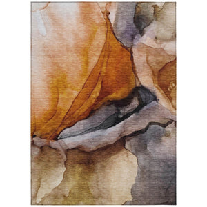 HomeRoots 5' Abstract Rust and Gray Washable Area Rug for Indoor and Outdoor Spaces - Stylish and Durable Design 9' X 12' 626480