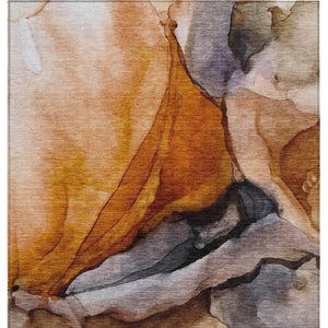 HomeRoots 5' Abstract Rust and Gray Washable Area Rug for Indoor and Outdoor Spaces - Stylish and Durable Design 10' X 14' 626481