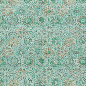 HomeRoots 5' Aqua and Beige Floral Area Rug – Durable, Washable Indoor Outdoor Design for High-Traffic Spaces 8' X 10' 626491