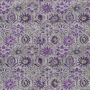 HomeRoots 5' Elegant Purple and Gray Floral Area Rug - Durable, Washable Design for Indoor and Outdoor Use 5' X 8' 626513