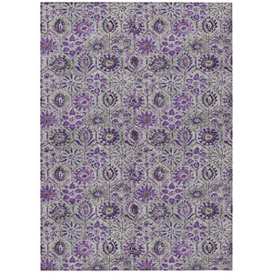 HomeRoots 5' Elegant Purple and Gray Floral Area Rug - Durable, Washable Design for Indoor and Outdoor Use 8' X 10' 626515