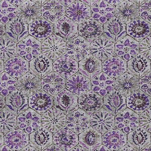 HomeRoots 5' Elegant Purple and Gray Floral Area Rug - Durable, Washable Design for Indoor and Outdoor Use 8' X 10' 626515