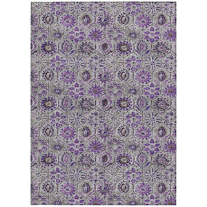 HomeRoots 5' Elegant Purple and Gray Floral Area Rug - Durable, Washable Design for Indoor and Outdoor Use 9' X 12' 626516