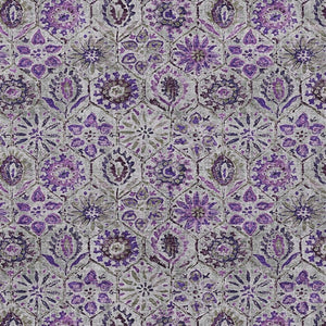 HomeRoots 5' Elegant Purple and Gray Floral Area Rug - Durable, Washable Design for Indoor and Outdoor Use 10' X 14' 626517