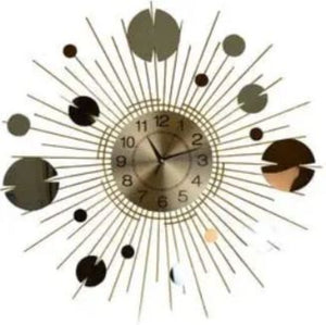 HomeRoots 27" Elegant Gold, Copper & Silver Metal Silent Analog Sunburst Wall Clock – Modern Home Decor Statement 626538