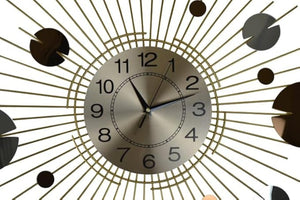 HomeRoots 27" Elegant Gold, Copper & Silver Metal Silent Analog Sunburst Wall Clock – Modern Home Decor Statement 626538