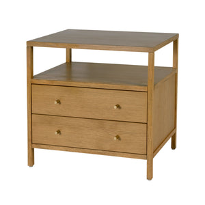 Butler Specialty Butler Mendel 28" Wide Wood Nightstand with 2 Soft-Close Drawers & Open Shelf, Light Oak Finish 6265492