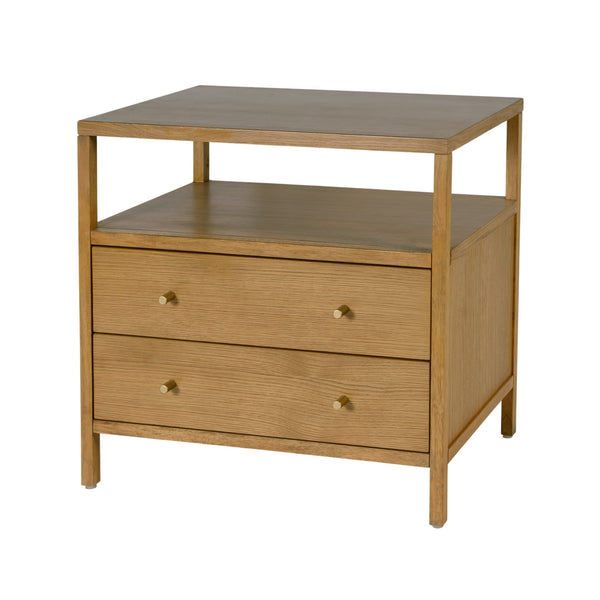Butler Specialty Butler Mendel 28" Wide Wood Nightstand with 2 Soft-Close Drawers & Open Shelf, Light Oak Finish 6265492