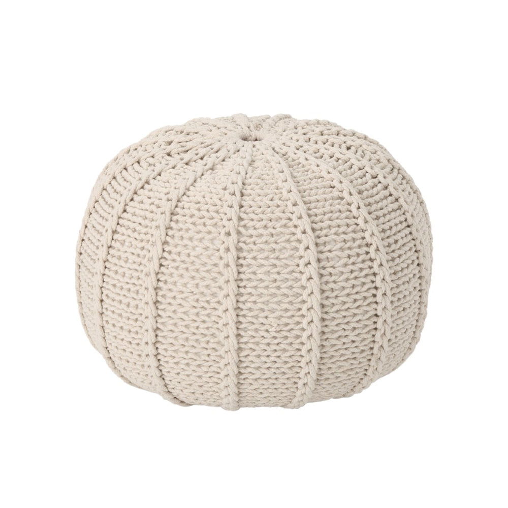 English Elm Knited Chunky Cotton Round Pouf Handcrafted Accent for Living Room Bedroom or Reading Nook 62655.00BGE