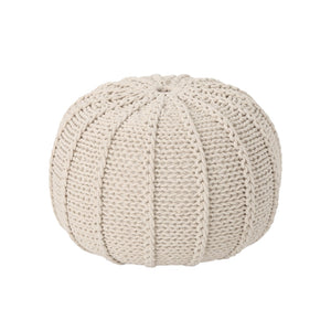 English Elm Knited Chunky Cotton Round Pouf Handcrafted Accent for Living Room Bedroom or Reading Nook 62655.00BGE