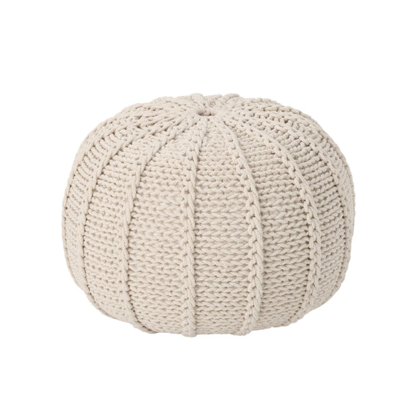 English Elm Knited Chunky Cotton Round Pouf Handcrafted Accent for Living Room Bedroom or Reading Nook 62655.00BGE