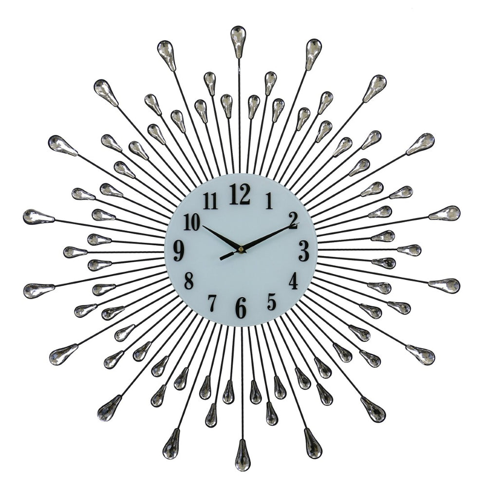 HomeRoots 27" Elegant Silent Quartz Round Wall Clock – Silver & White Metal, Modern Design for Any Room 626550