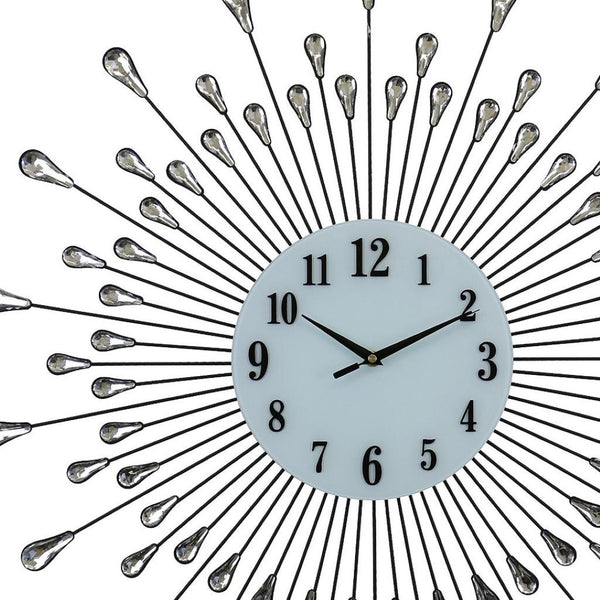 HomeRoots 27" Elegant Silent Quartz Round Wall Clock – Silver & White Metal, Modern Design for Any Room 626550