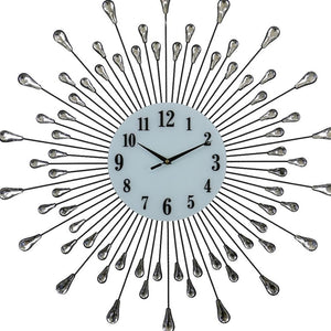 HomeRoots 27" Elegant Silent Quartz Round Wall Clock – Silver & White Metal, Modern Design for Any Room 626550