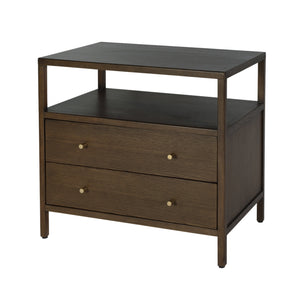 Butler Mendel 28" Wide Nightstand with 2 Drawers & Open Shelf - Elegant Wood Storage for Bedrooms