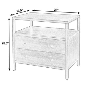Butler Mendel 28" Wide Nightstand with 2 Drawers & Open Shelf - Elegant Wood Storage for Bedrooms