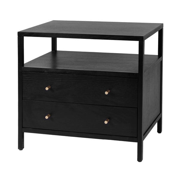 Butler Specialty Butler Mendel Nightstand in Black Finish with Two Soft-Close Drawers and Open Shelf for Organized Style 28"W x 18.5"D x 26.5"H 6265515