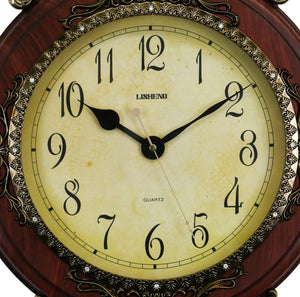 HomeRoots 15" Brown And Gold Resin Silent Pendulum Oval Wall Clock - Elegant Home Decor, Timeless Style! 626555