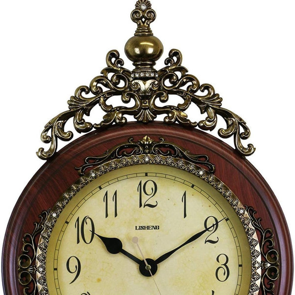 HomeRoots 15" Brown And Gold Resin Silent Pendulum Oval Wall Clock - Elegant Home Decor, Timeless Style! 626555