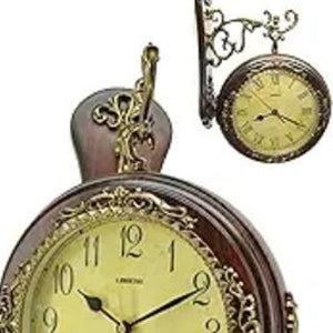HomeRoots 13" Elegant Silent Analog Wall Clock - Ornate Round Design in Brown, Gold & Yellow Tones for Home Decor 626556