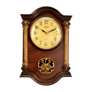 HomeRoots 15" Elegant Brown and Gold Resin Silent Analog Wall Clock - Timeless Décor for Any Space 626557